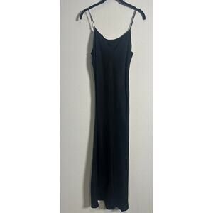 V-neck maxi slip dress in cupro-blend crepe Size 0 black